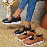 Round toe front strap solid color casual single shoe for women - V.I.P Digital Presence