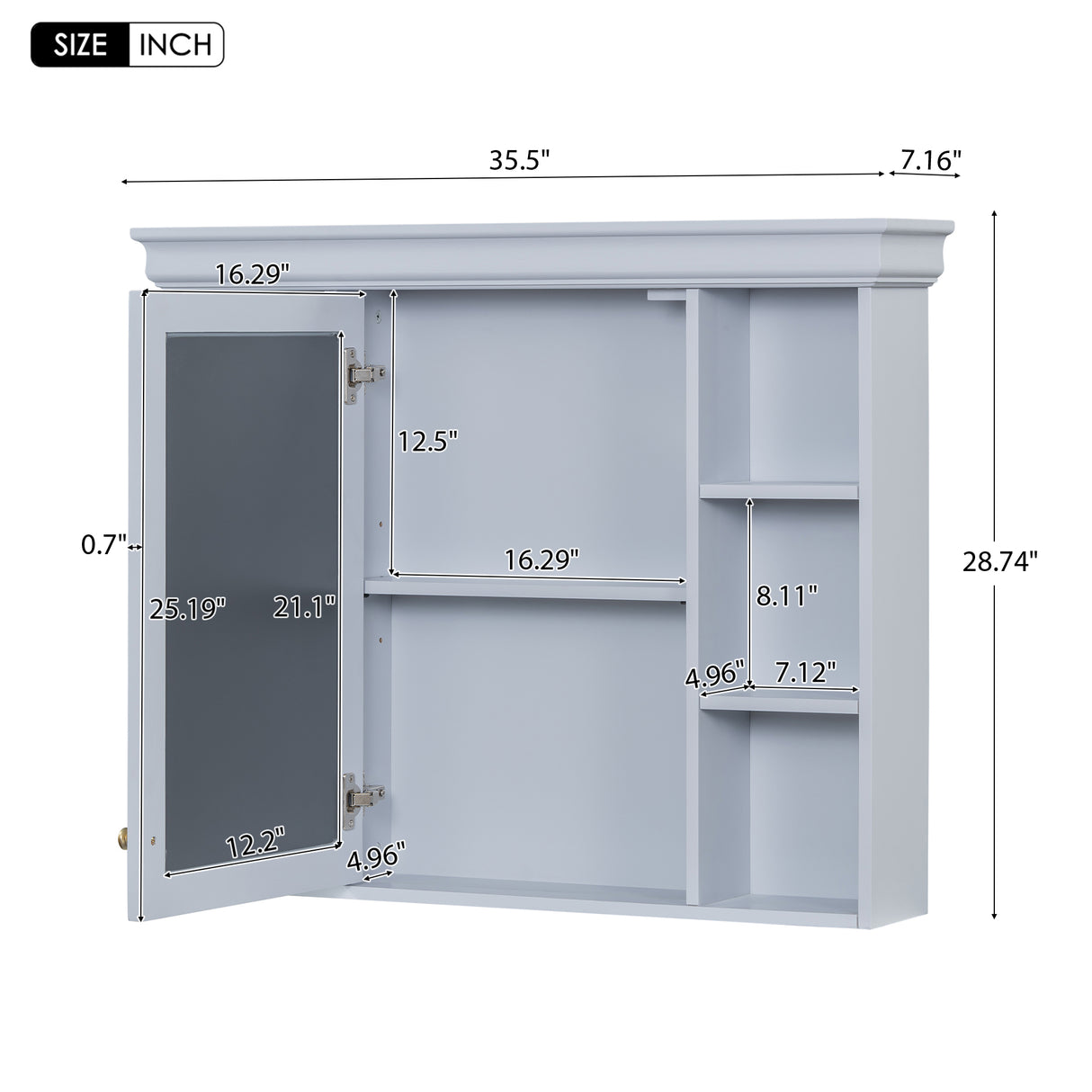 36'' Bathroom Vanity with Medicine Cabinet, Modern Mirror Cabinet with Adjustable Shelf, Bathroom Storage Cabinet with 4 Drawers - V.I.P Digital Presence