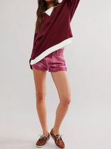 Contrast Dropped Shoulder Long Sleeve Sweatshirt - V.I.P Digital Presence