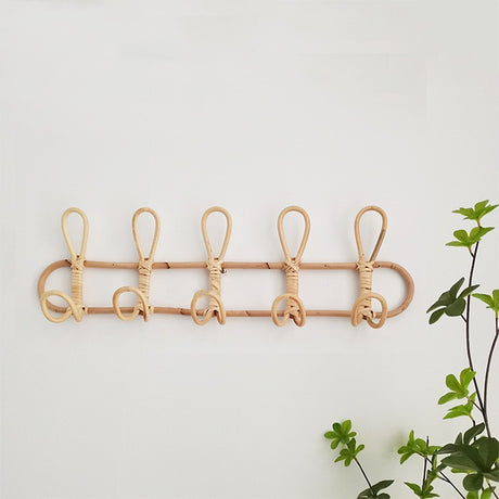 Vintage rattan woven coat hook simple wall hanging hook decorative coat hook entrance hanging clothes hook - V.I.P Digital Presence