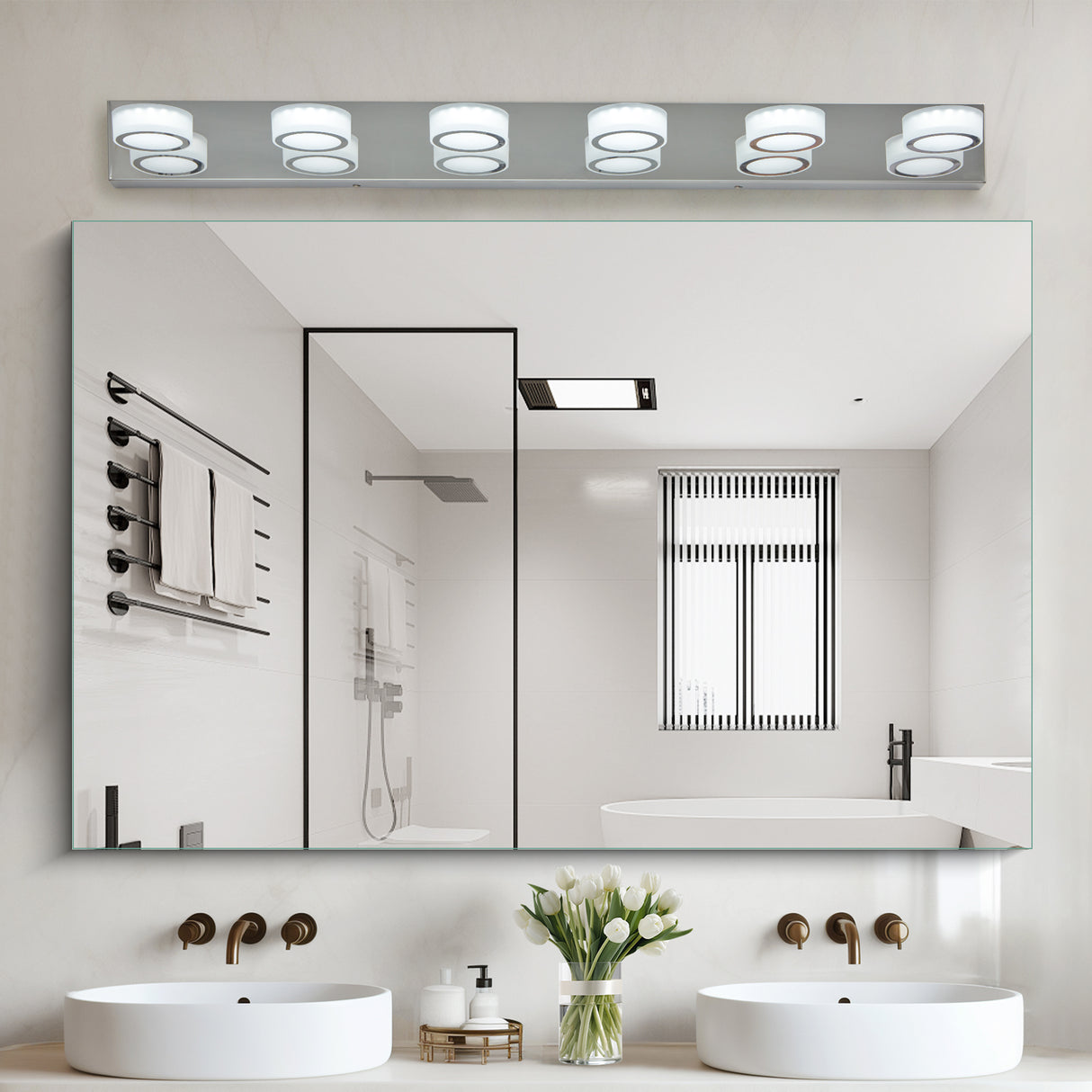 LED Modern Chrome 6-Light Vanity Lights Fixtures Over Mirror Bath Wall Lighting - V.I.P Digital Presence