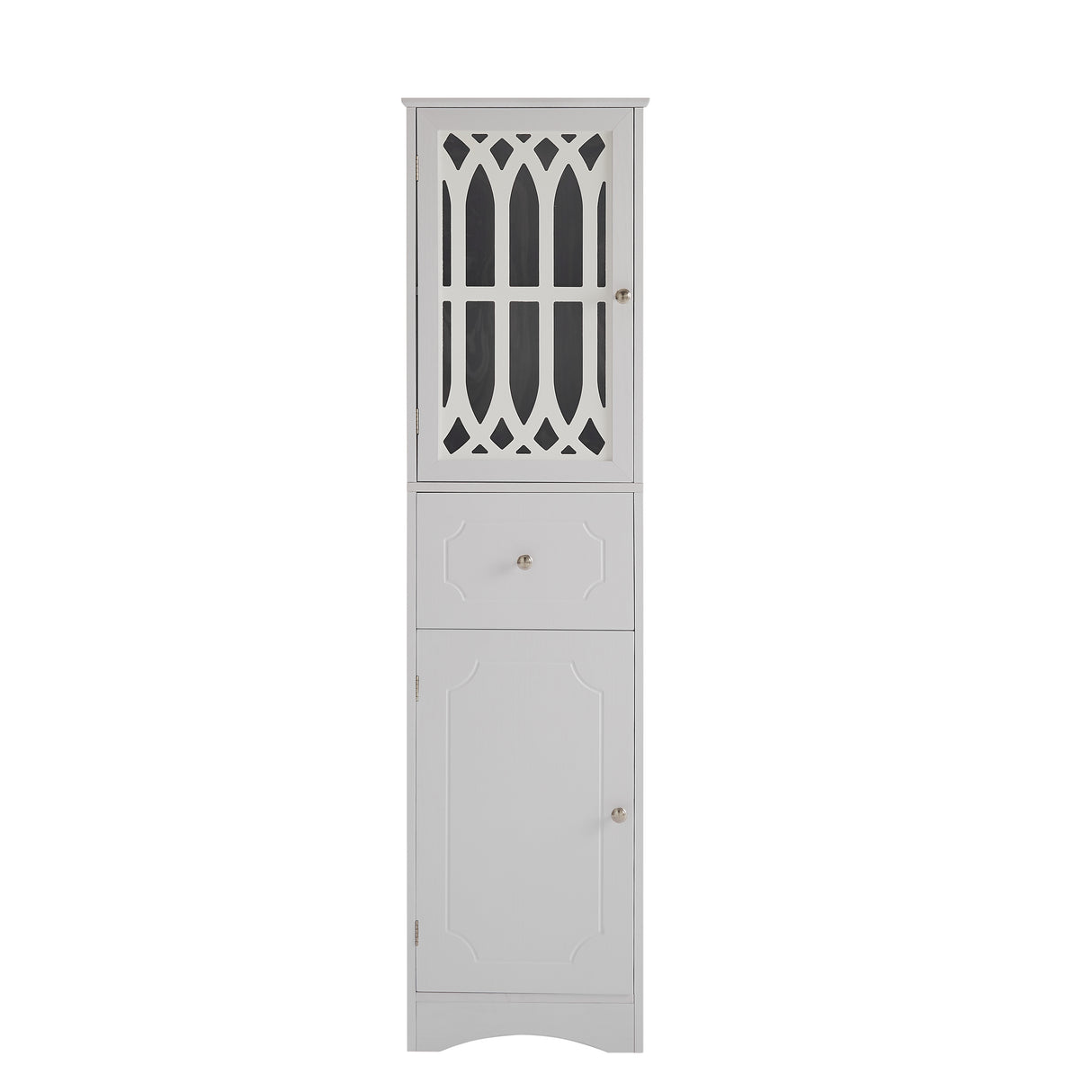 Tall Bathroom Cabinet, Freestanding Storage Cabinet with Drawer and Doors, MDF Board, Acrylic Door, Adjustable Shelf, White - V.I.P Digital Presence