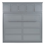 Full Size Murphy Bed Wall Bed with Top Cabinets,Gray - V.I.P Digital Presence