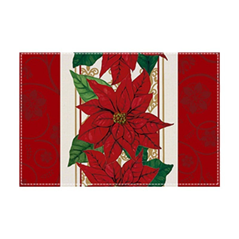 Christmas tree bell print placemat red striped plaid linen table mat Christmas party decoration insulation mat - V.I.P Digital Presence