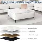 35 inch Wide Square storage benches Coffee Table with Lift Top Oversized Storage Ottoman in Upholstered for Living Room - V.I.P Digital Presence