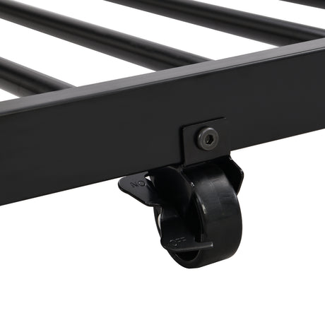 Twin bunk bed frame with trailer, metal bunk bed with sturdy guardrail and side ladder, can be divided into two beds, black - V.I.P Digital Presence