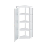 Glass Door Wall Mounted Corner Cabinet with Featuring Four-tier Storage  White