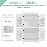 Bathroom floor storage cabinet, bathroom storage unit, 4-door independent cabinet, adjustable shelf, adaptive shelf, white - V.I.P Digital Presence
