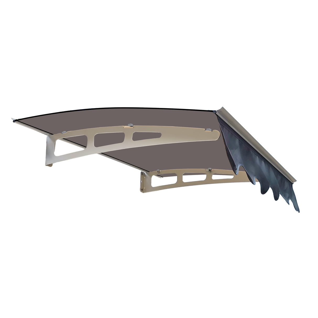 DA4734W Series Door Window Awning Made of 0.137 Inch Thick Crystal Polycarbonate Sheet in size of 47" Wide x 34" Brown Roof - V.I.P Digital Presence