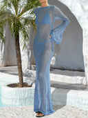 Openwork Backless Flare Sleeve Cover-Up Dress - V.I.P Digital Presence