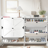 Shoe Cabinet with 2 Flip Drawers,Shoe Storage Cabinet for Entryway,Freestanding Shoe Cabinet Organizer with Open Storage White - V.I.P Digital Presence