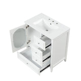 30" Bathroom Vanity with Sink, Bathroom Vanity Cabinet with Three Drawers and Door, Solid Wood and MDF, White - V.I.P Digital Presence