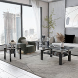 Set of 2, Modern Tempered Glass Tea Table Coffee Table End Table, Square Table for Living Room, Black - V.I.P Digital Presence