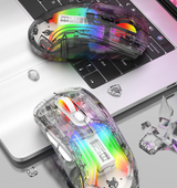 Luminous wireless Bluetooth the third mock examination transparent RGB mechanical mouse game video game mute mouse - V.I.P Digital Presence