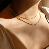 18K Gold-Plated Lobster Closure Bead Necklace - V.I.P Digital Presence