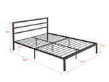 Queen Size Metal Bed Frame with Headboard Charcoal Grey - V.I.P Digital Presence