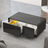 Modern Smart Coffee Table with Built-in Fridge, Bluetooth Speaker, Wireless Charging, Touch Control Panel, USB Interface Black - V.I.P Digital Presence