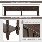 TREXM Console Table Sofa Table Easy Assembly with Two Storage Drawers and Bottom Shelf for Living Room Entryway (Espresso)