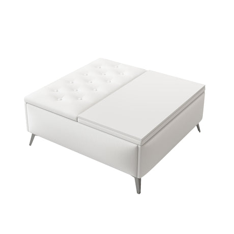 35 inch Wide Square storage benches Coffee Table with Lift Top Oversized Storage Ottoman in Upholstered for Living Room - V.I.P Digital Presence