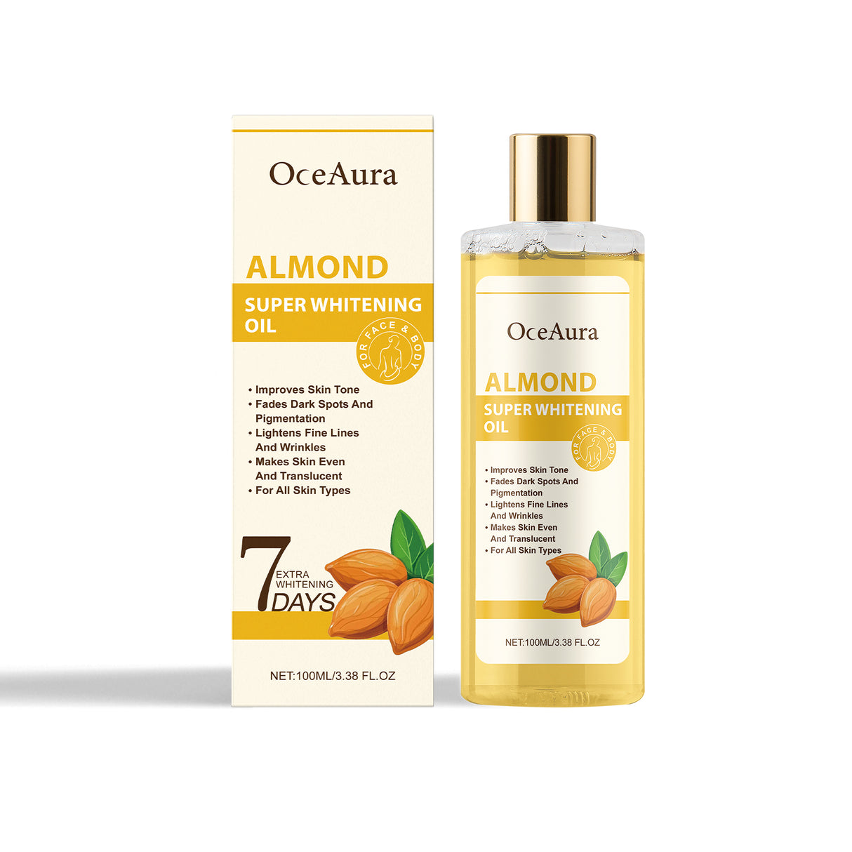 Aceite esencial de 7 días que hidrata suavemente el cuerpo y la piel. Aceite esencial para el cuidado diario del masaje.