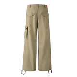 Workwear Straight Leg Long Pants Men's Vibe American Style Pleated Design Irregular Pocket Drawstring Loose Casual Trousers - V.I.P Digital Presence