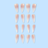 Milky white powder gradient long drop-shaped manicure, high-end fake nail patch wearable nail patch - V.I.P Digital Presence