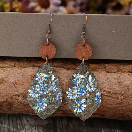 Flower Geometrical Shape Wooden Earrings - V.I.P Digital Presence