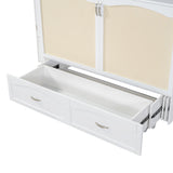 Large Murphy bed wall mounted bed with drawers, 2 storage cabinets, 1 set of sockets and USB ports, white - V.I.P Digital Presence