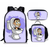 New 3PC-SET Skibidi Toilet Man Backpack Custom Game Peripheral Schoolbags For Primary Secondary School Teenage - V.I.P Digital Presence
