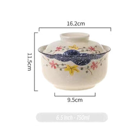 6.5 inch instant noodles bowl with cover bento box student underglaze color ceramic suit Lamian Noodles bowl canteen tableware - V.I.P Digital Presence