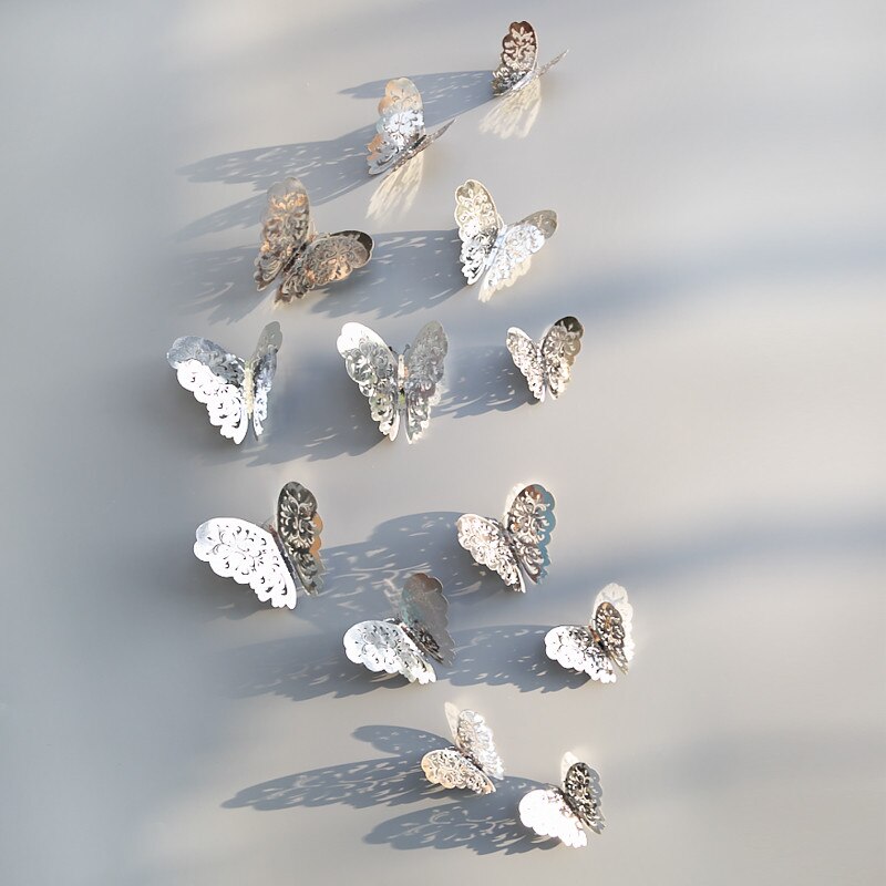 12pcs 3D Hollow Butterfly Wall Sticker for Home Decor DIY Butterflies Fridge stickers  Room Decoration Party Wedding Decor - V.I.P Digital Presence