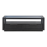 U-Can modern wooden coffee table with 2 drawers and minimalist display coffee table with transparent tempered glass - V.I.P Digital Presence
