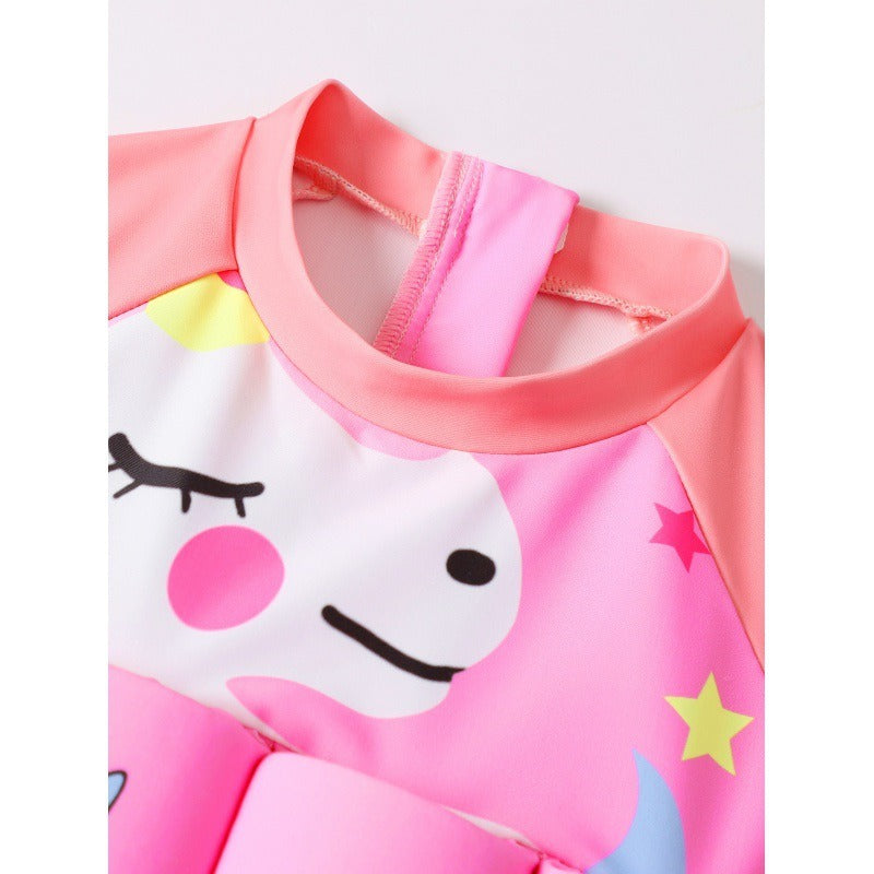 Children's buoyancy swimsuit for girls, babies, toddlers, princesses, short sleeved cartoon one-piece swimsuit for girls - V.I.P Digital Presence
