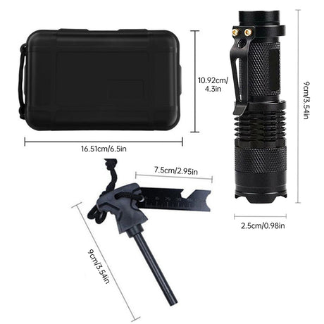 Military-grade outdoor travel survival kit with mini camping tools, emergency bracelet, whistle, blanket and knife. - V.I.P Digital Presence