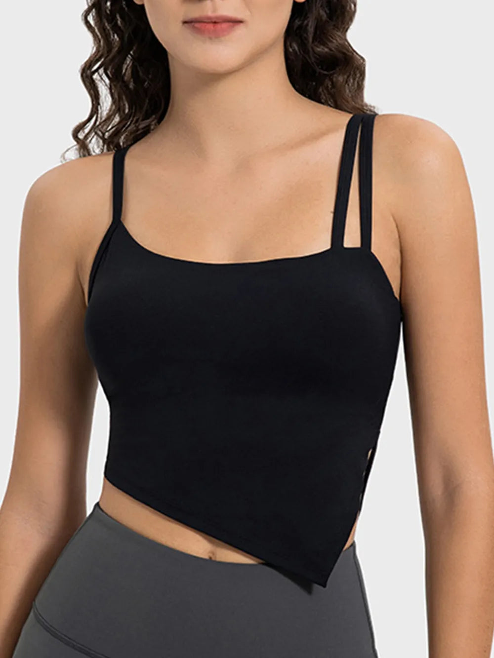 Slit Asymmetrical Neck Active Cami - V.I.P Digital Presence