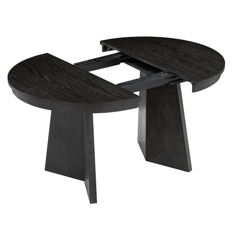 TREXM 5-piece retro functional cutlery set with 1 expandable dining table and 4 cushioned chairs with rattan backrests (espresso - V.I.P Digital Presence