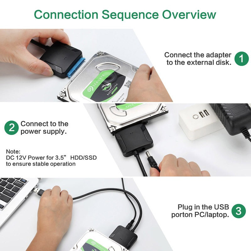 USB 3.0 Easy Drive Cable SATA to USB 3.0 Cable 2.5-inch/3.5-inch Hard Disk Adapter Cable - V.I.P Digital Presence