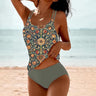 Digital Printed Shoulder Strap Tankini High Waist Triangle Pants Split Swimsuit for Women - V.I.P Digital Presence