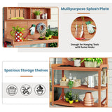 65" Large Wooden Farmhouse Rustic Outdoor Potting Bench Table Garden Potting Bench with 4 Storage Shelves and Side Hook,Natural - V.I.P Digital Presence
