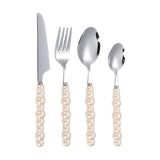 304 stainless steel knife and fork spoon creative pearl ceramic handle tableware western steak knife and fork dessert spoon - V.I.P Digital Presence