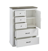 Farmhouse 5 drawer bedroom dressing table, high drawer cabinet white wooden bedroom dressing table. - V.I.P Digital Presence