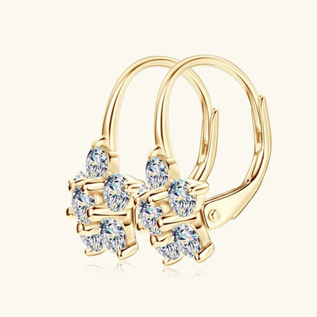 1.2 Carat 925 Sterling Silver Moissanite Flower Huggie Earrings - V.I.P Digital Presence