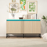 Engraved 4-door side panel with LED, self-service cabinet storage cabinet, modern coffee bar cabinet with adjustable shelves - V.I.P Digital Presence