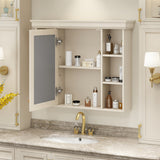 35'' x 28'' Blue Wall Mounted Bathroom Storage Cabinet with Mirror Door, Modern Bathroom Wall Cabinet with Mirror - V.I.P Digital Presence