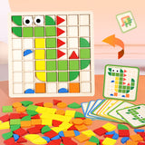 Wooden children's mosaic 3D building blocks, three-dimensional puzzle, children's color cognition, early education and puzzle game