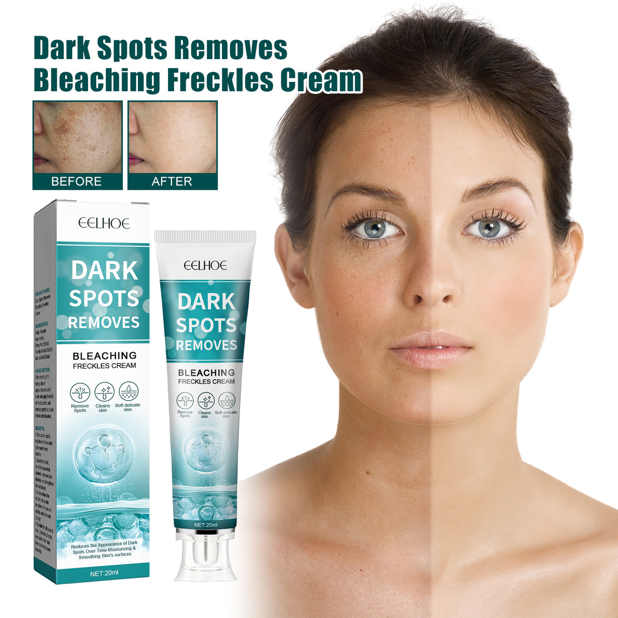 Crema blanqueadora para manchas que hidrata y humecta la piel para aclarar las manchas, crema de belleza para blanquear, iluminar y rejuvenecer la piel.