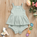 Baby Summer Clothing Newborn Baby Girls Casual Sleeveless Solid organic cotton Tops + Shorts 2pcs Clothes Set 1-3Years - V.I.P Digital Presence