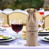 Red Wine Bag for Retirement Celebration: Party Wine Packaging Bag, Imitation Linen Drawstring Pouch, Gift Bag - V.I.P Digital Presence