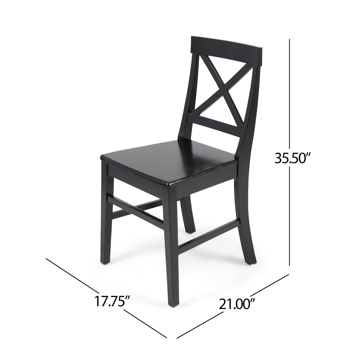 Roshan Farmhouse Acacia Wood Dining Chairs, Black (Set of 2) - V.I.P Digital Presence
