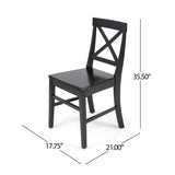 Roshan Farmhouse Acacia Wood Dining Chairs, Black (Set of 2) - V.I.P Digital Presence